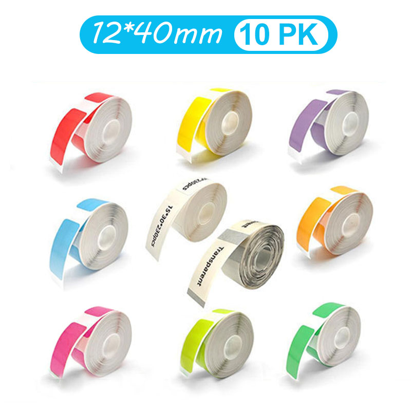 Label Printer Tape - 12*40mm Gekleurde Transparante Thermische Stickers Roll