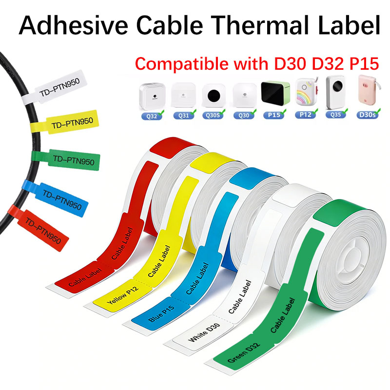 Label Printer Tape - 12*109mm Kabel Thermische Labelstickers Zelfklevende Rol
