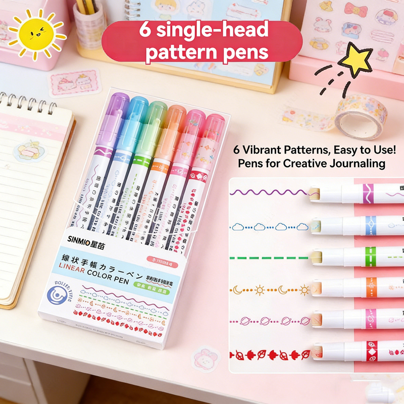 Highlighter Set Pastel - 6-24 stks/set Bloem Lijn Vorm Markeerstift