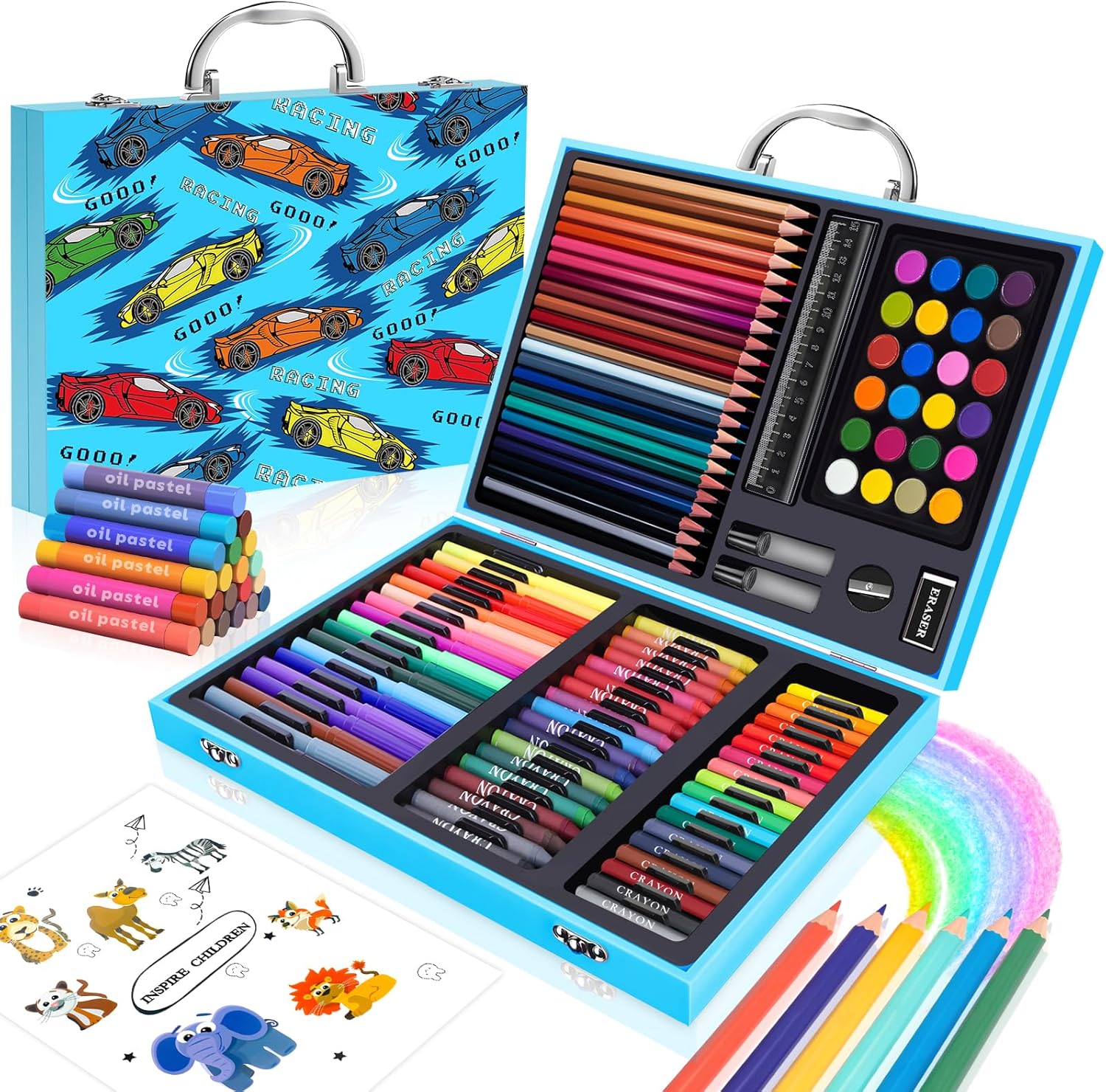 Highlighter Set Pastel - 110-delige knutselset met kleurpotloden, stiften, oliepastels,