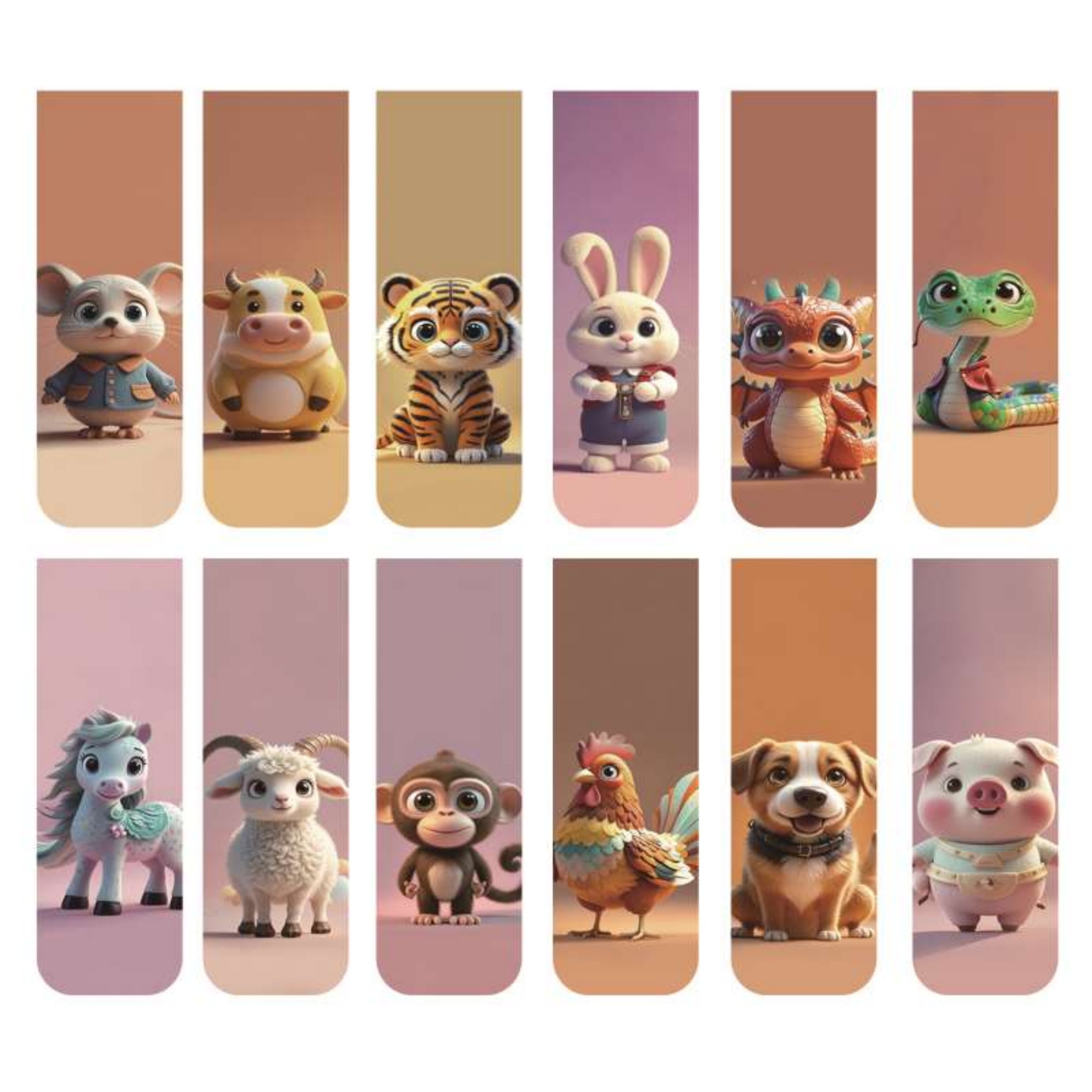 Bookmark Magnetic Clip - 12 stuks schattige twaalf dieren magnetische