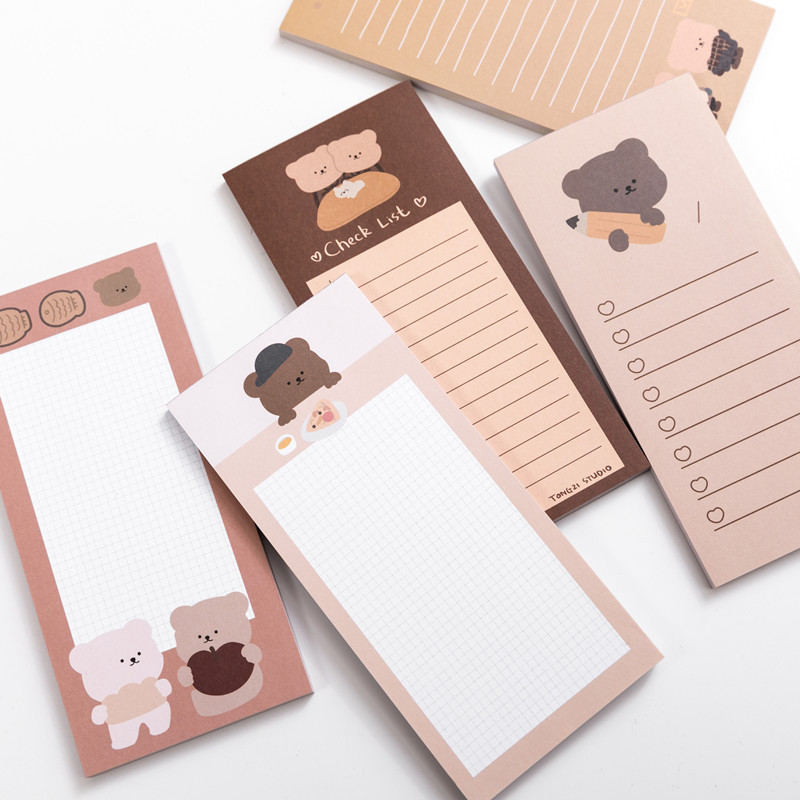 Office Stationery Supply List - Kawaii Schattige Koreaanse Koekje Beer Notitieblok