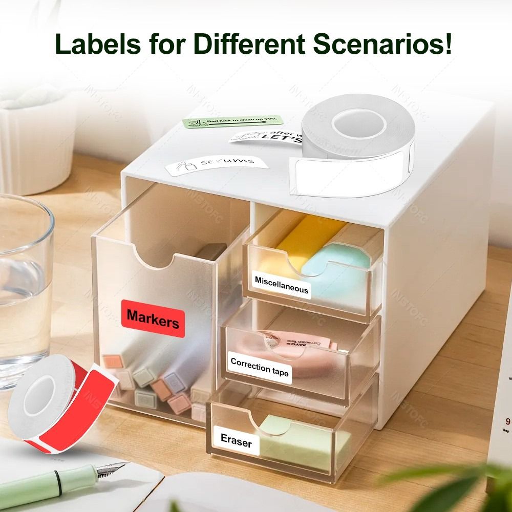 Label Printer Tape - Kleurrijk zelfklevend labelmakerpapier 12 mm x