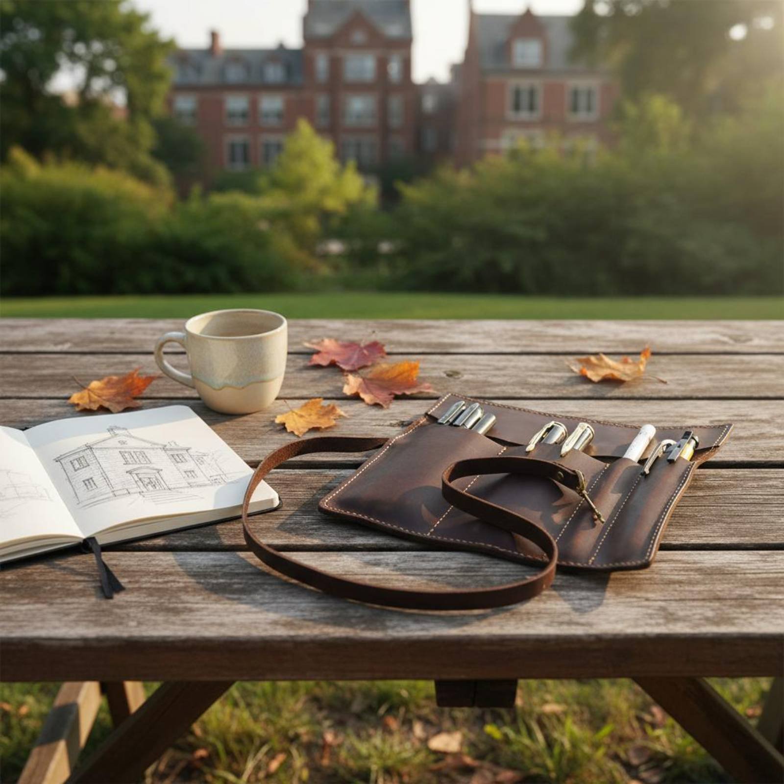 Leren opvouwbare etui voor sch - Pen Pouch Roll recensie en prijs