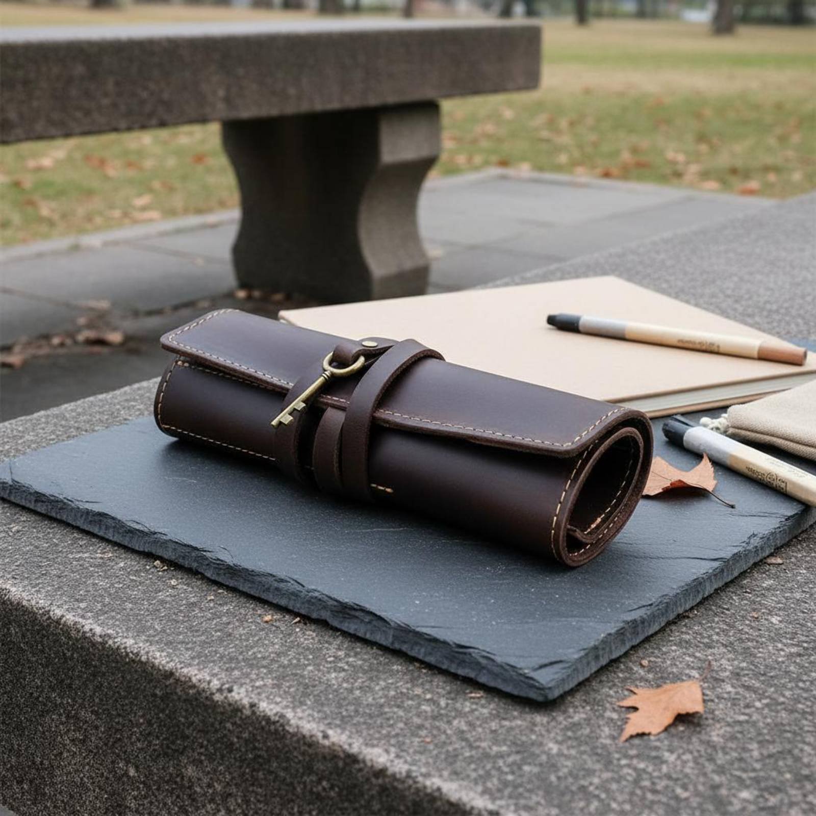 Leren opvouwbare etui voor sch - Pen Pouch Roll recensie en prijs