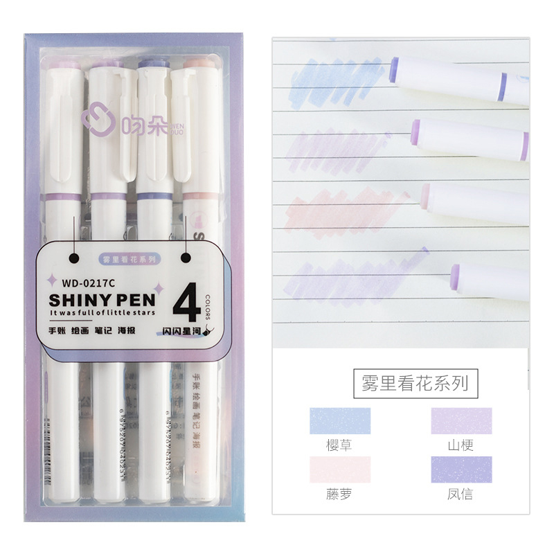 4 kleuren/set glitter markeers - Highlighter Set Pastel recensie en prijs