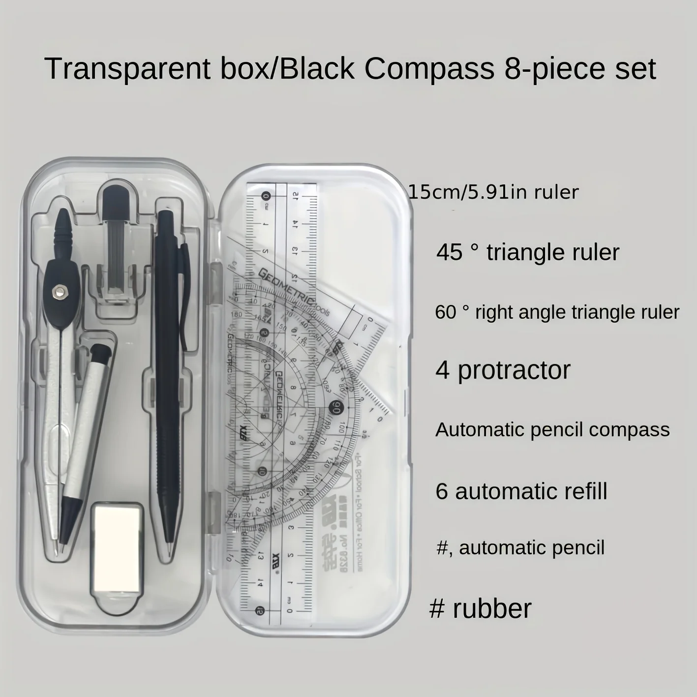 8-in-1 wiskundige geometriekit - Compass Geometry Set recensie en prijs