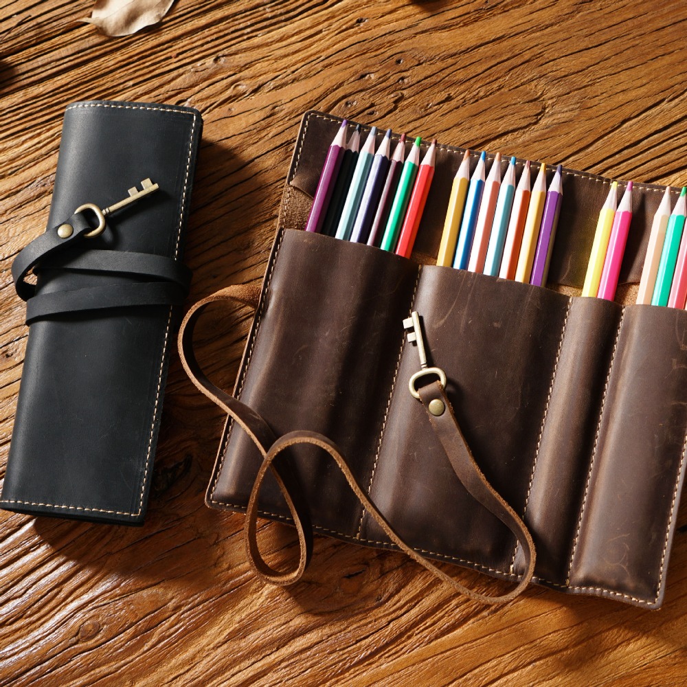 Retro lederen handgemaakte pen - Pen Pouch Roll recensie en prijs