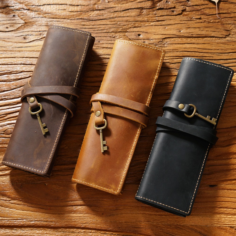 Retro lederen handgemaakte pen - Pen Pouch Roll recensie en prijs