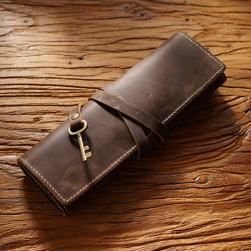 Retro lederen handgemaakte pen - Pen Pouch Roll recensie en prijs