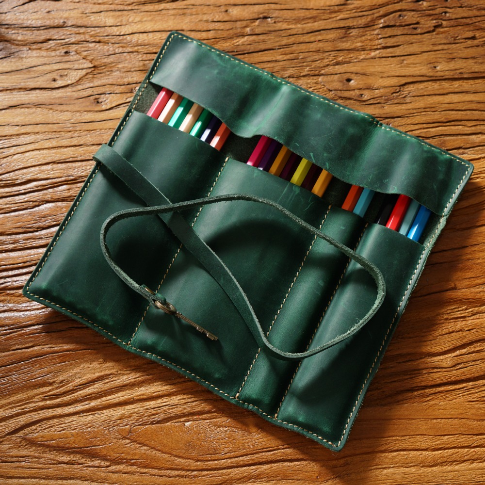 Retro lederen handgemaakte pen - Pen Pouch Roll recensie en prijs